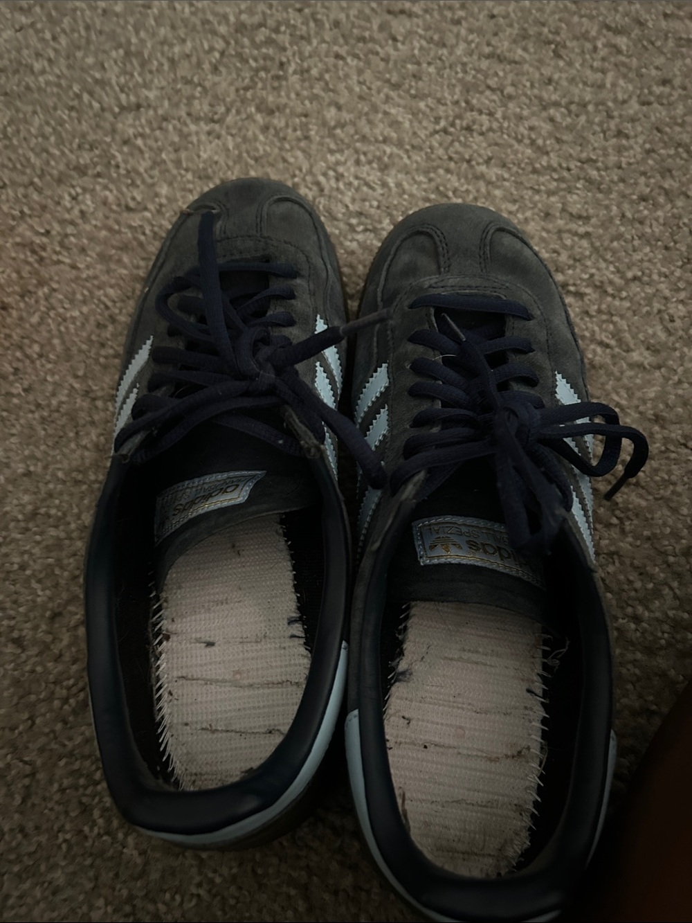 adidas Women's Navy Suede Sneakers with Light Blue Stripes - Picture 6 of 6